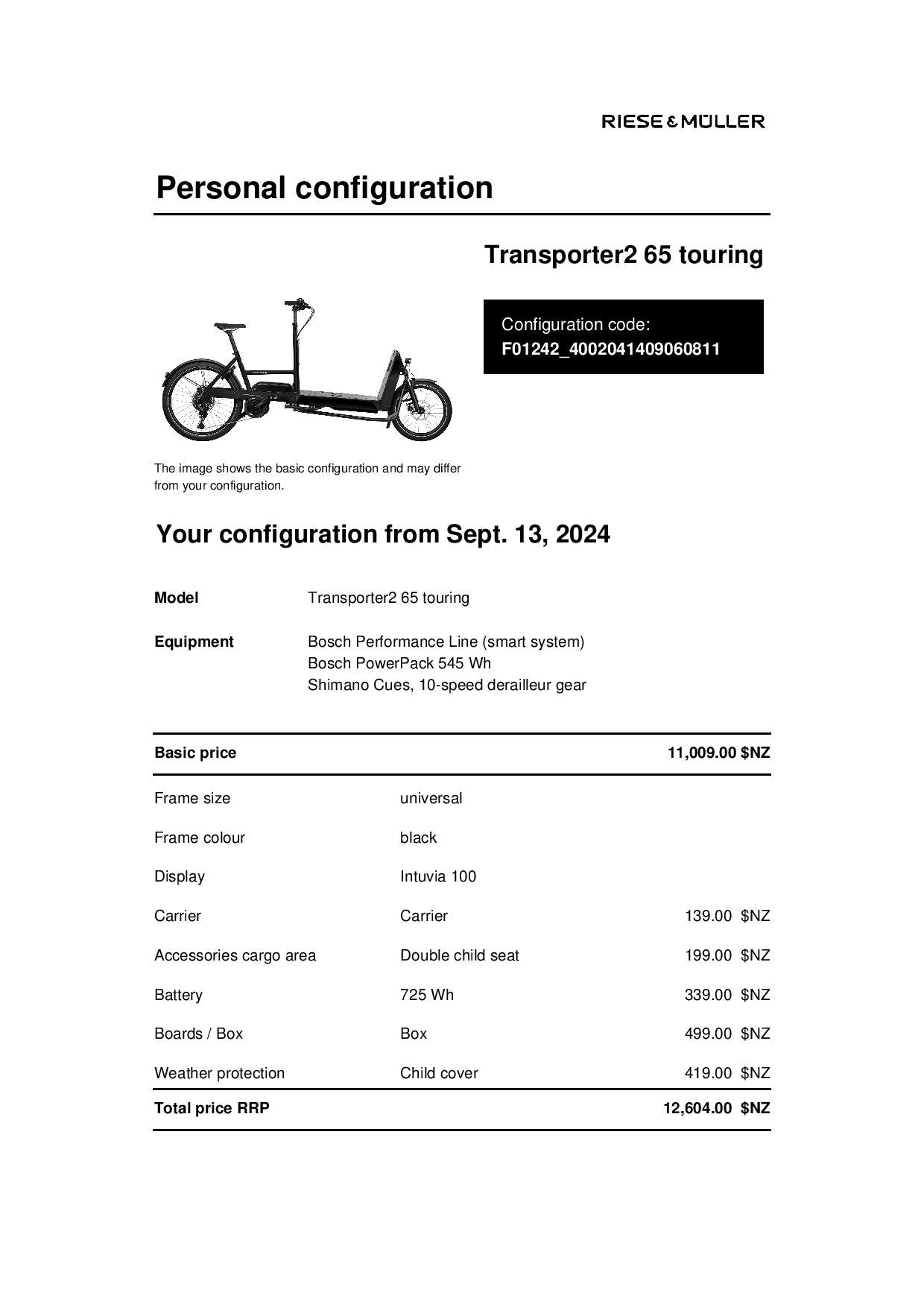 Riese and Muller Transporter2 65 Touring - black, 725Wh