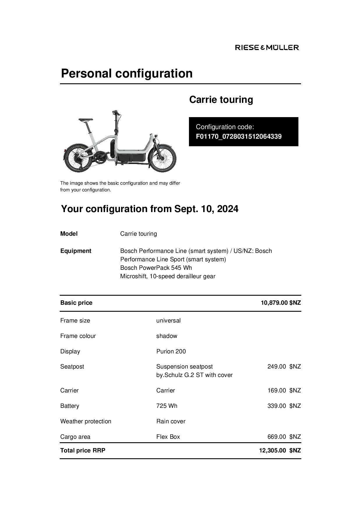 Riese and Muller Carrie Touring, Shadow 725Wh flex box, carrier, suspension seatpost
