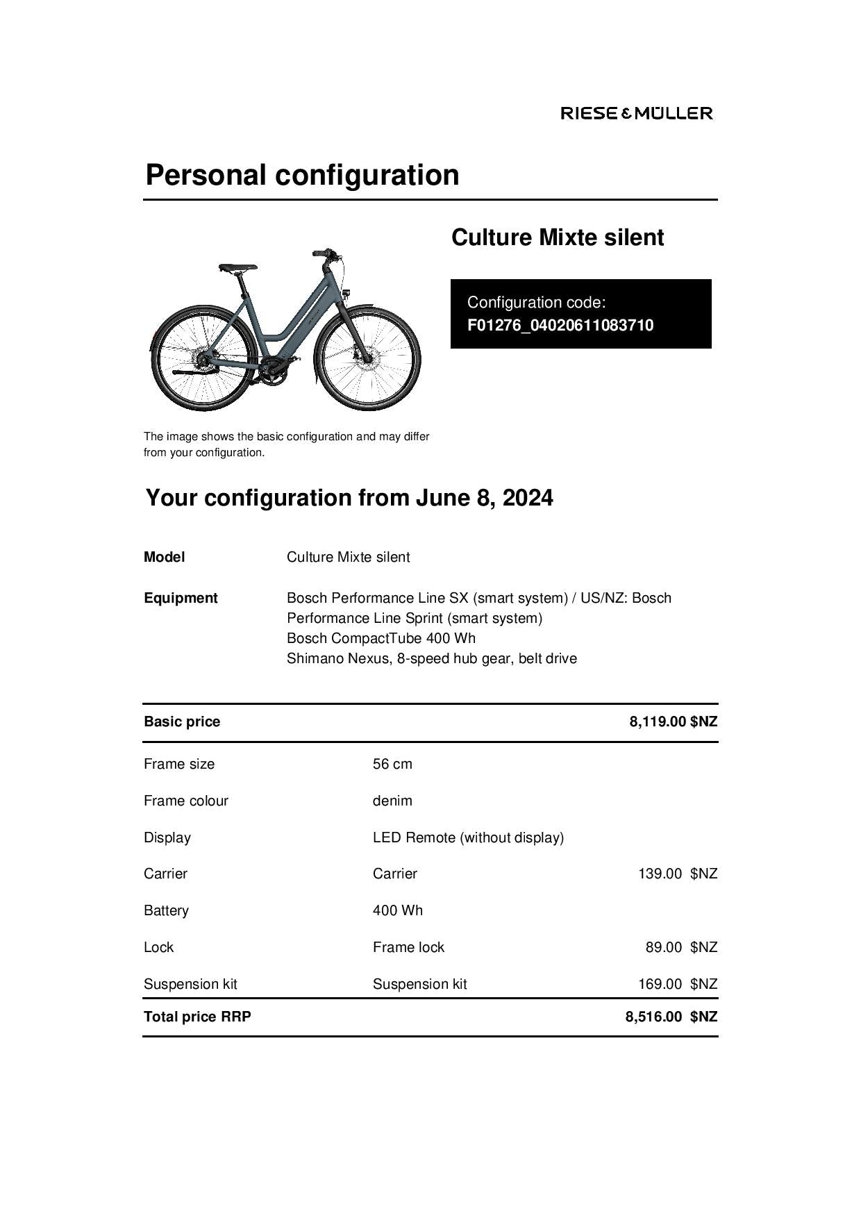 Riese and Muller Culture Mixte silent - denim - 56cm - suspension