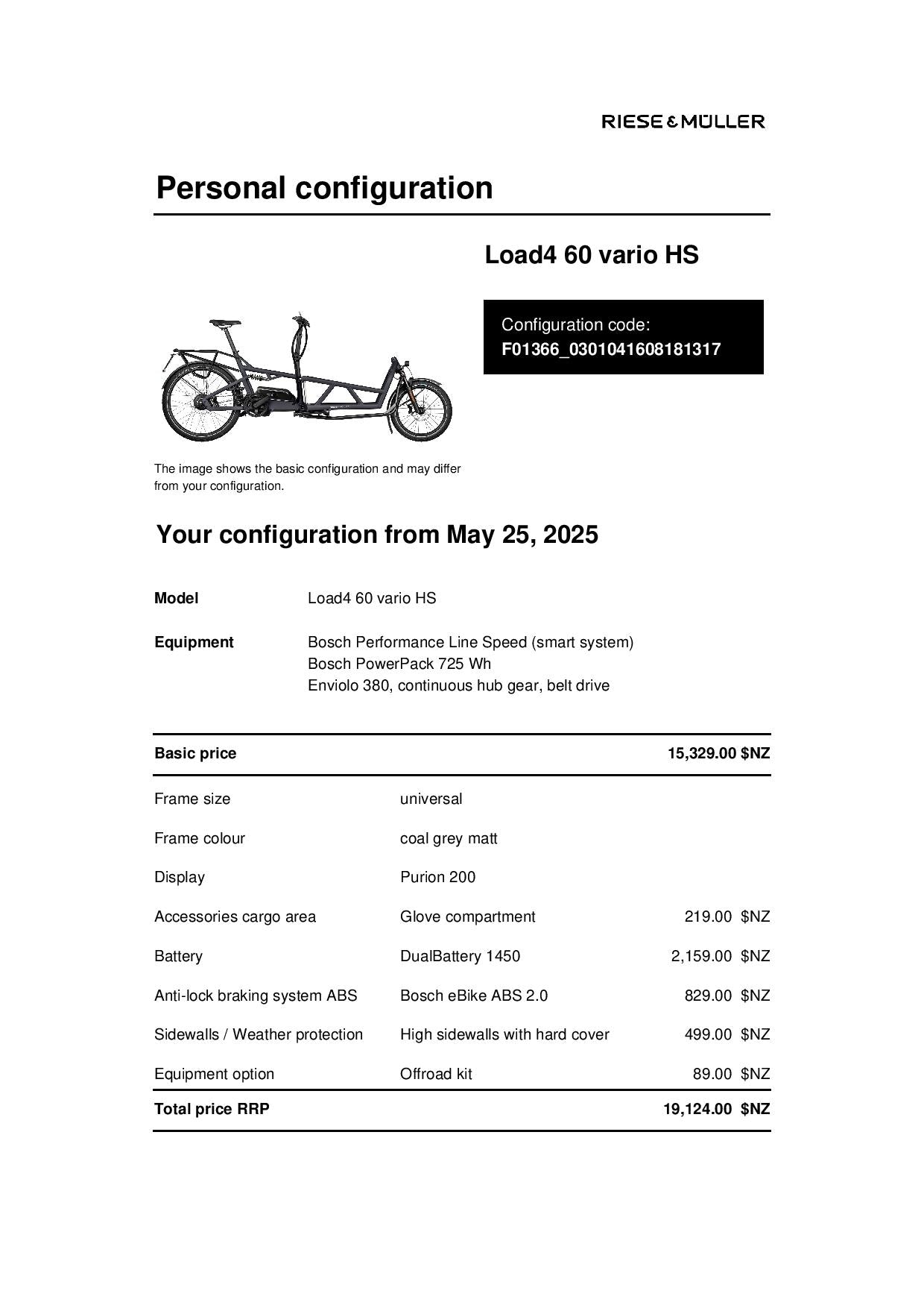 Riese and Muller Load4 60 vario HS - Grey - Hard cover - 1450Wh